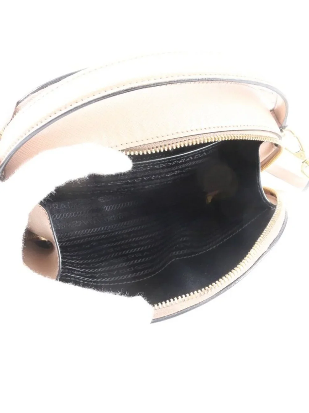 Prada Saffiano Triangle Logo Leather 2-Way Shoulder Bag Crossbody Hand